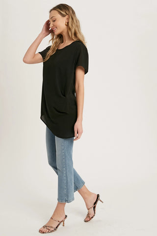 Asymmetric Black Drape Top