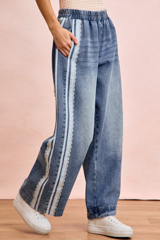 Lace Contrast Pants