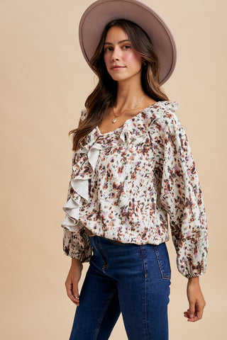 Blushed Meadows Ruffle Blouse