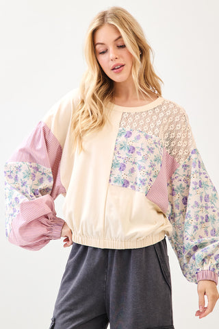 Lavender Fields Patchwork Pullover