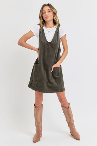 Olive Overall Corduroy Dress