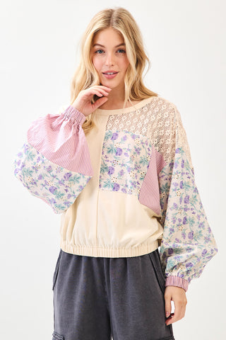 Lavender Fields Patchwork Pullover