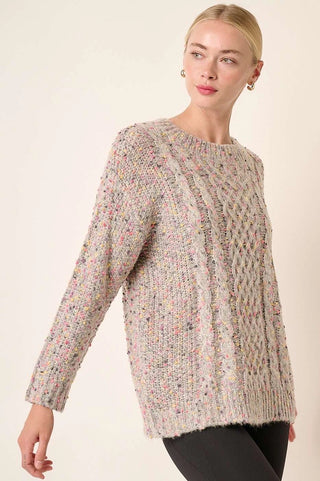 Winter Confetti Cable Knit Sweater