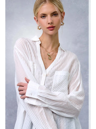 White Coastline Sheer Button Down