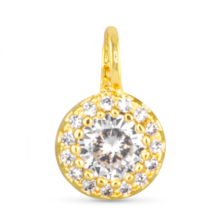 Gold CZ Clear Baguette Round Charm