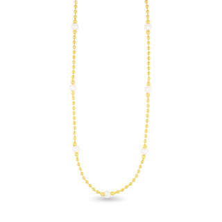 Gold Pearl and Beaded Chain Necklace