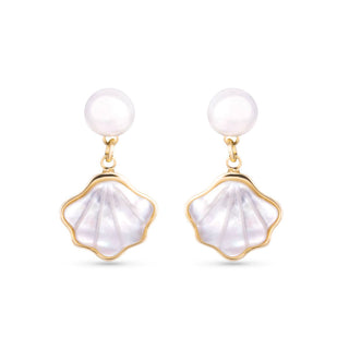 Mother of Pearl Shell Earrings - Gold