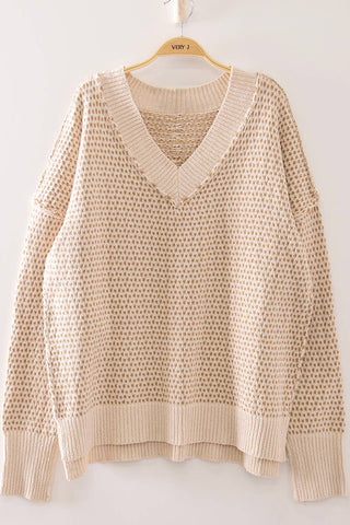 Two Tone V-Neck Sweater