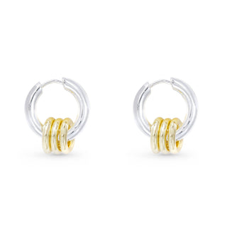 Gold and Silver Polished Huggie Hoop Earrings