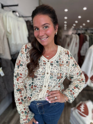 Boho Tapestry Crochet Sweater