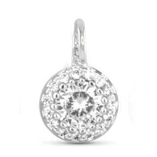 Silver CZ Clear Baguette Round Charm