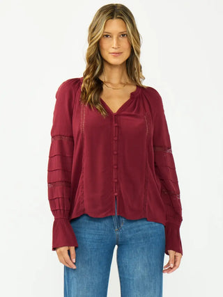 Merlot Pintuck Blouse