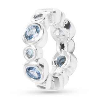 Silver CZ Blue Baguette Round Charm