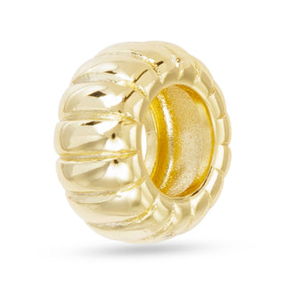Gold Ribbed Round Charm
