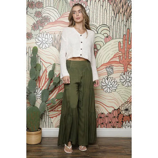Olive Tiered Palazzo Pants