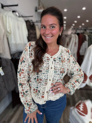 Boho Tapestry Crochet Sweater