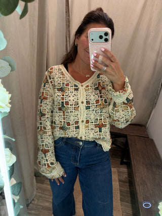 Boho Tapestry Crochet Sweater