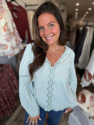Dusty Sage Lace Top