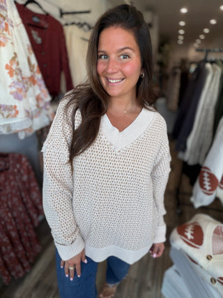 Two Tone V-Neck Sweater