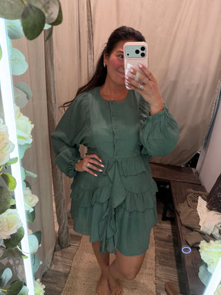 Sage Cascade Dress