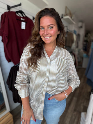 Stripe Seersucker Boyfriend Shirt