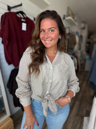 Stripe Seersucker Boyfriend Shirt