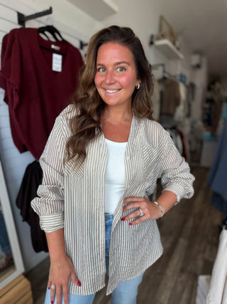 Stripe Seersucker Boyfriend Shirt