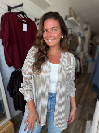 Stripe Seersucker Boyfriend Shirt