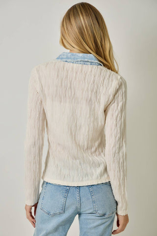 Preppy Denim Collar Top