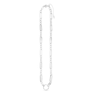 Silver Mixed Link With Charm Clasp Necklace