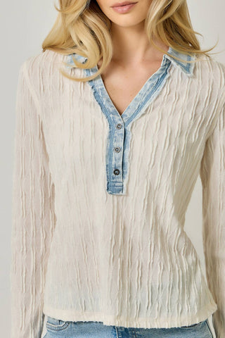 Preppy Denim Collar Top