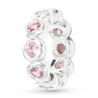 Silver CZ Pink Baguette Round Charm