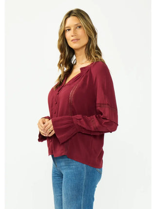 Merlot Pintuck Blouse