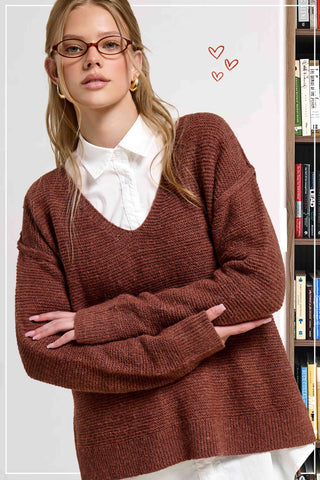 Marled V-Neck Sweater