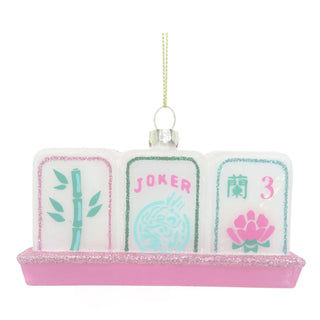 Mahjong Glass Sparkly Ornament