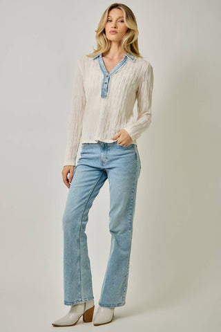 Preppy Denim Collar Top
