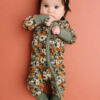 Fall Floral Baby Bamboo Sleeper Onesie