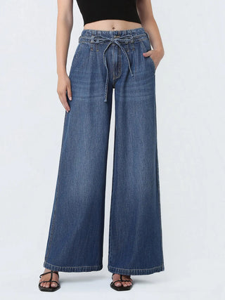Dark Wash Super Tie Wide Jeans