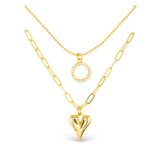 Gold CZ and Pearl Dual Layer Chain Necklace