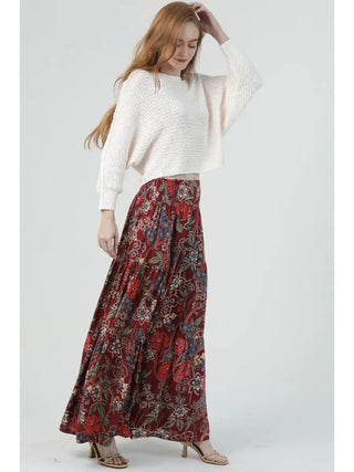 Wine Floral Palazzo Pants