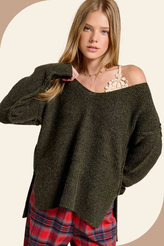 Marled V-Neck Sweater