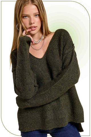 Marled V-Neck Sweater