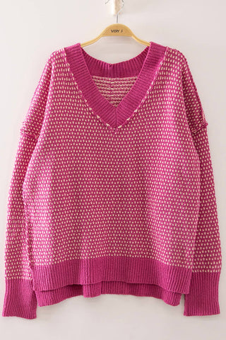 Two Tone V-Neck Sweater