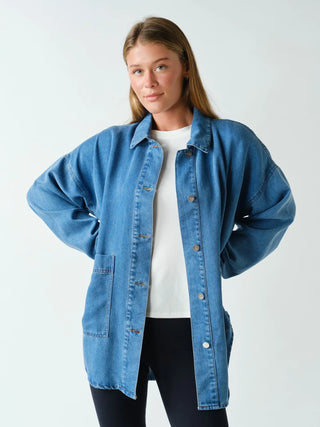 Oversized Faux Denim Trucker