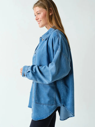 Oversized Faux Denim Trucker