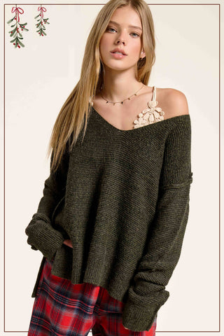 Marled V-Neck Sweater