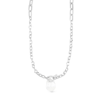 Silver Pearl Link Necklace